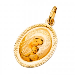 Złoty medalik 585 Matka Boska owal