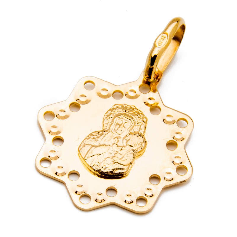 Złoty medalik 585 Matka Boska kwiecista