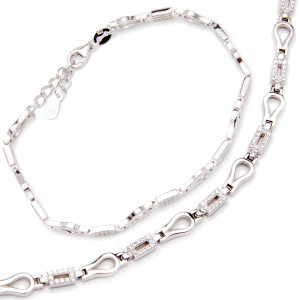 Srebrna bransoletka 925 łezki prostokąty