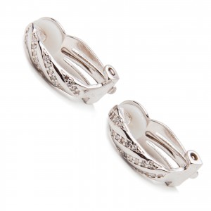 Srebrne kolczyki 925 klips białe cyrkonie