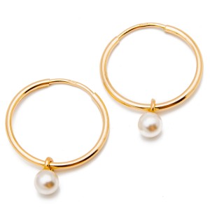 Złote kolczyki 585  biała perła 8mm