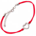 Srebrna bransoletka okrąg czerwony sznurek