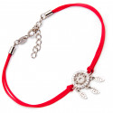 Srebrna bransoletka skrzydło czerwony sznurek