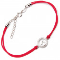 Srebrna bransoletka skrzydło czerwony sznurek