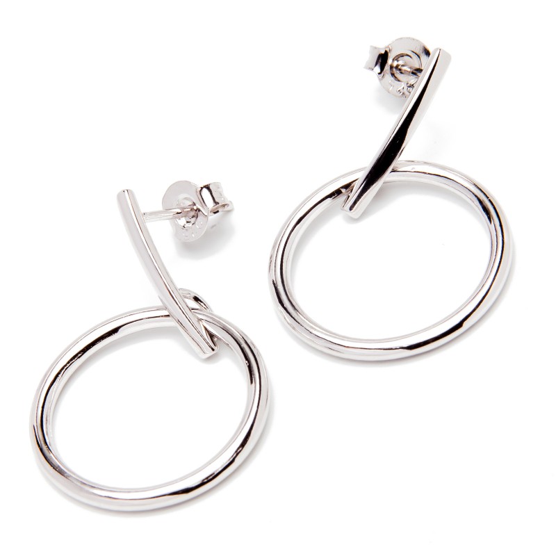 Srebrne kolczyki zawieszone koło