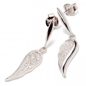 Srebrne kolczyki skrzydło z cyrkoniami