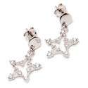 Srebrne kolczyki kieł z cyrkoniami