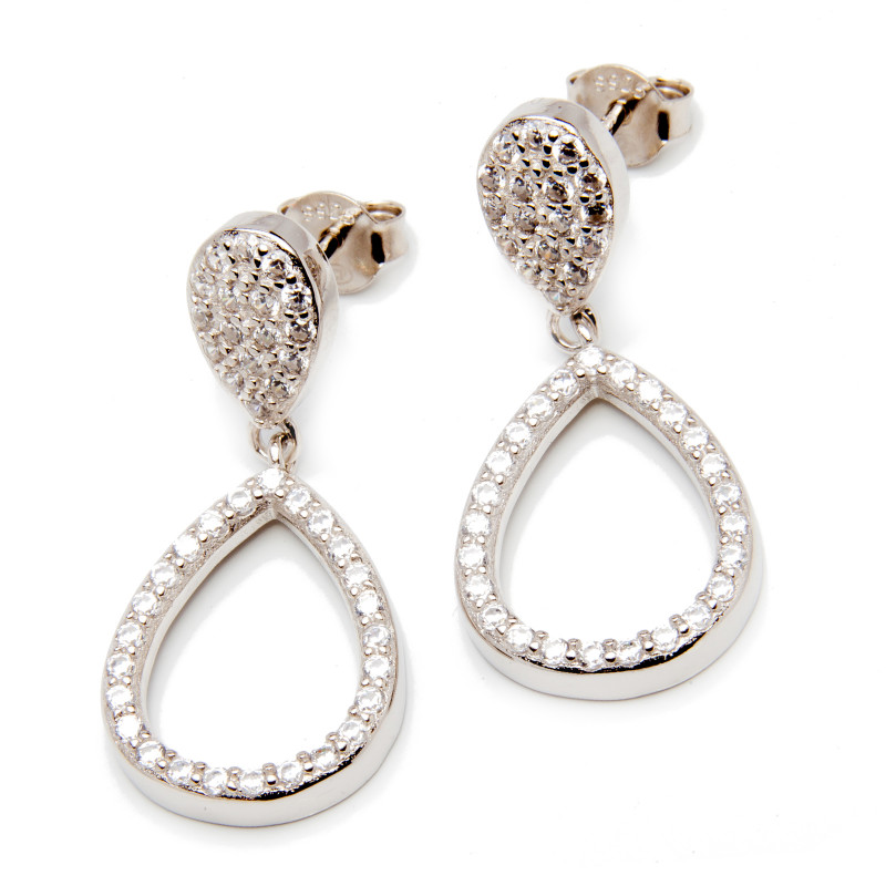 Srebrny Komplet 925 Łezka z cyrkoniami