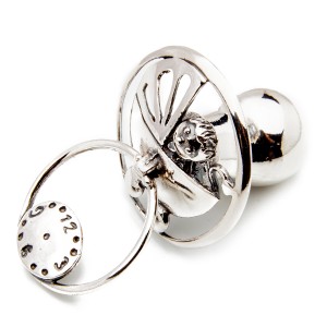 Srebrny smoczek dziecko pamiątka chrzest