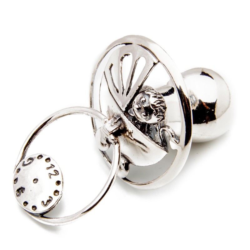 Srebrny smoczek dziecko pamiątka chrzest