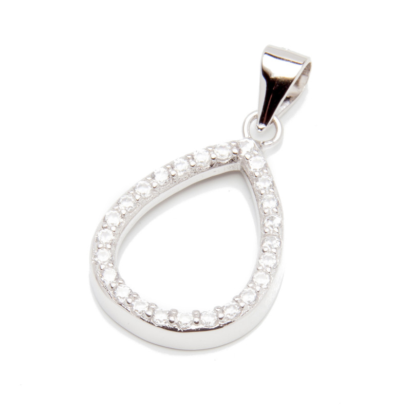 Srebrny Komplet 925 Łezka z cyrkoniami