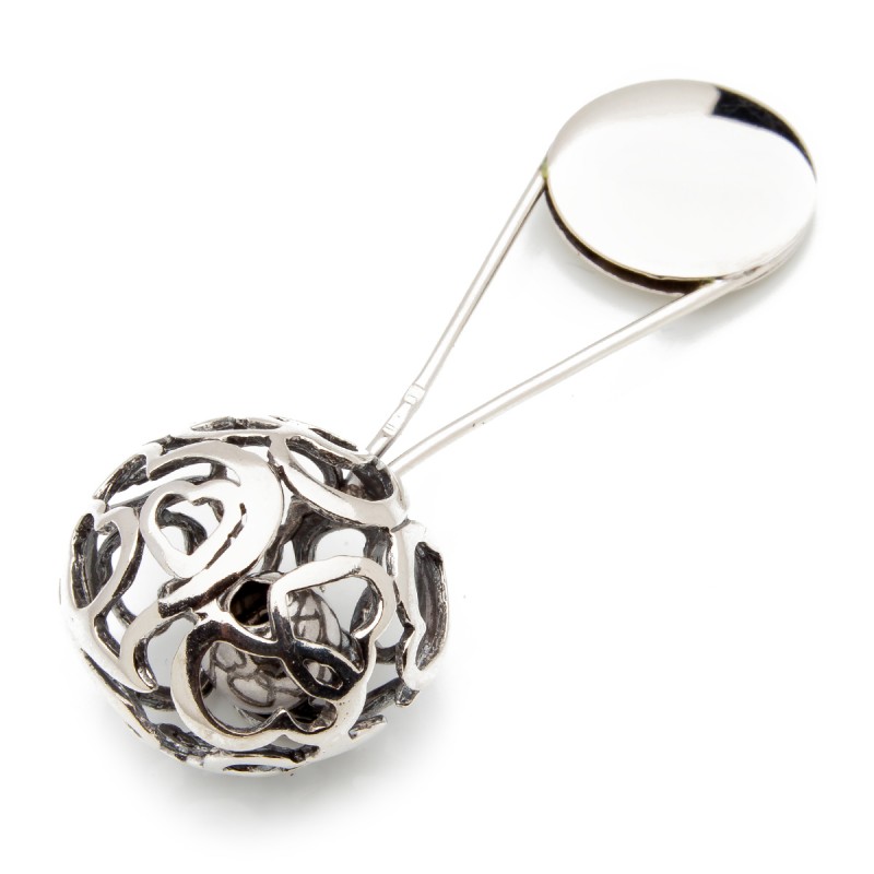 Srebrna grzechotka prezent na roczek chrzest