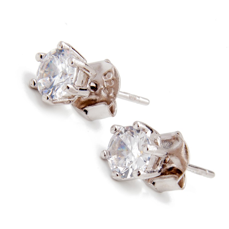 Srebrne kolczyki biała cyrkonia 4 mm