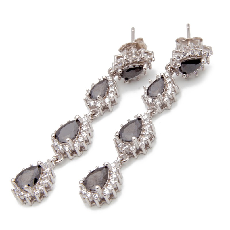 Srebrne kolczyki 925 Czarne cyrkonie