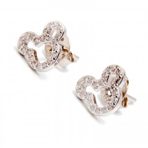 Srebrne kolczyki 925 Myszka Miki białe cyrkonie