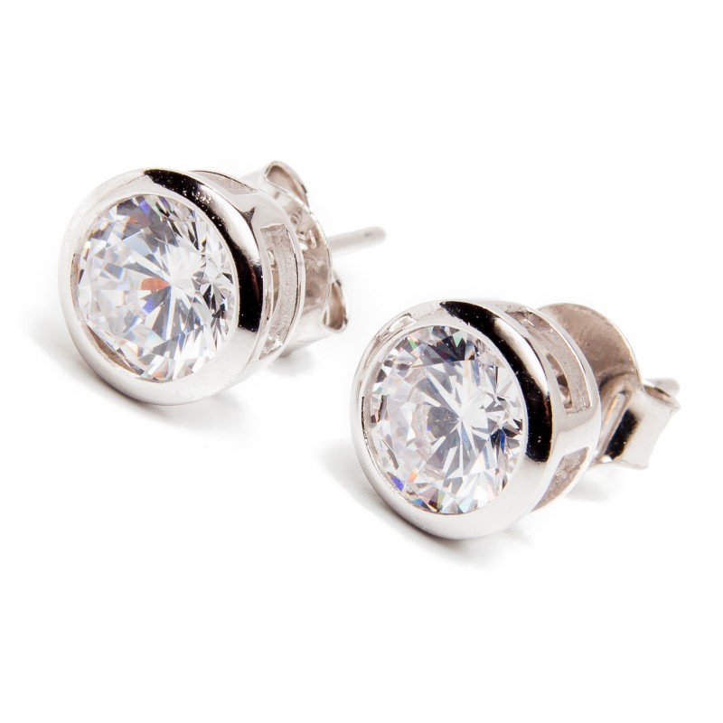 Srebrne kolczyki 925 biała cyrkonia