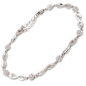 Srebrna bransoletka nieskończoność białe cyrkonie