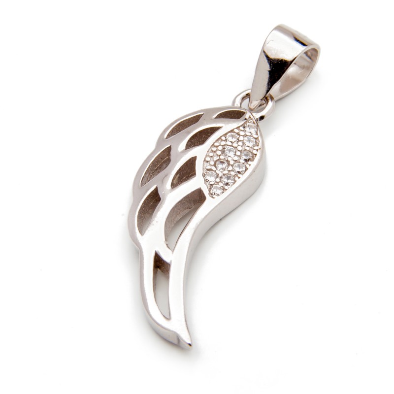 Srebrna zawieszka skrzydło z cyrkoniami