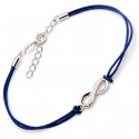 Srebrna bransoletka skrzydło niebieski sznurek