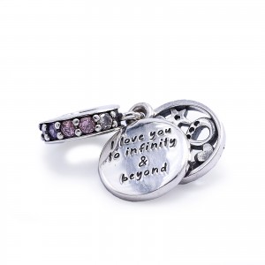 Srebrny charms zawieszka nieskończona miłość