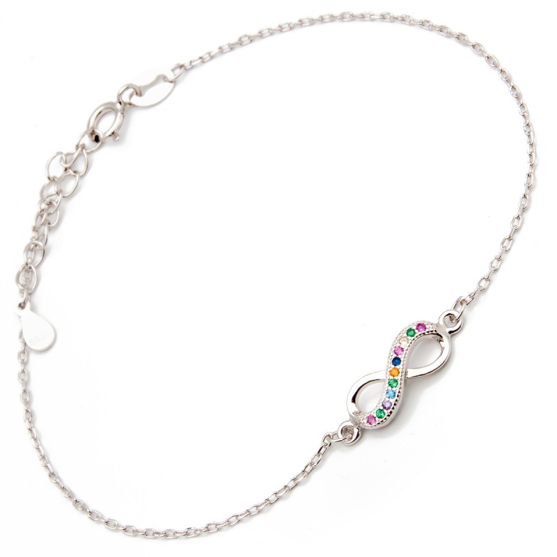 Srebrna bransoletka nieskończoność z cyrkoniami