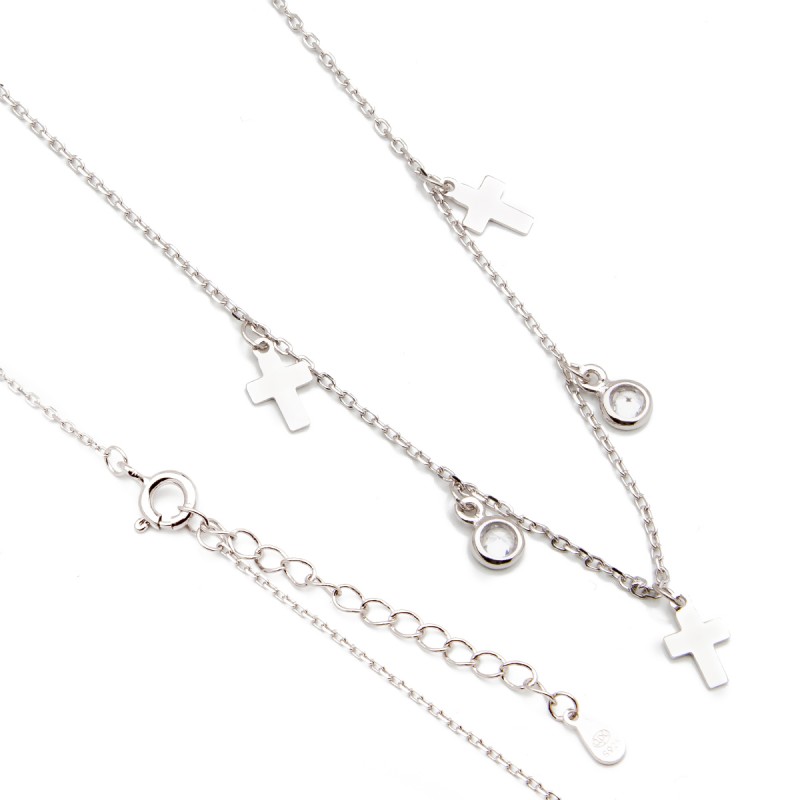 Srebrny naszyjnik krzyżyki z cyrkoniami