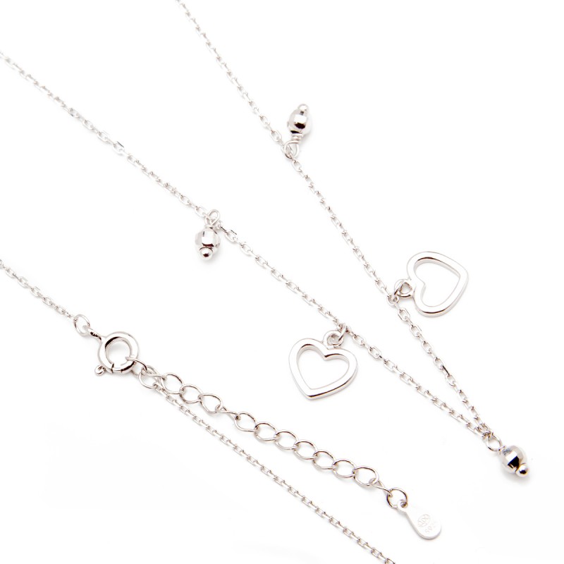 Srebrny naszyjnik serca z koralikami