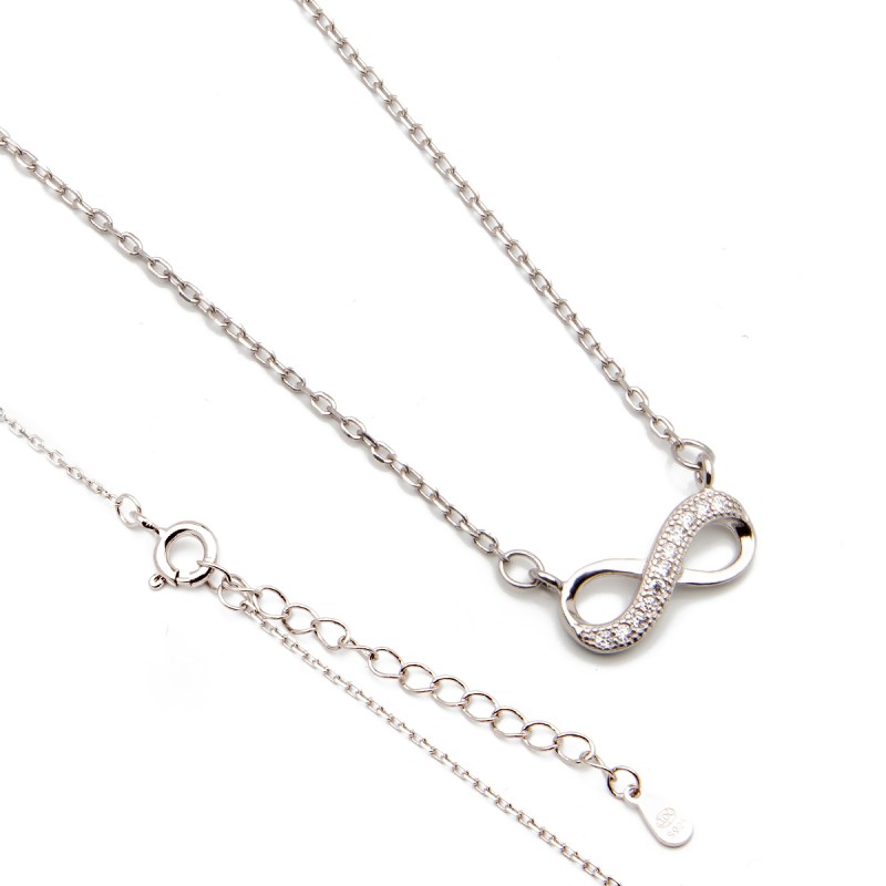 Srebrny naszyjnik nieskończoność z cyrkoniami