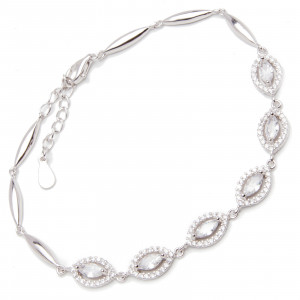 Srebrna Bransoletka damska 925 cyrkonie łezki