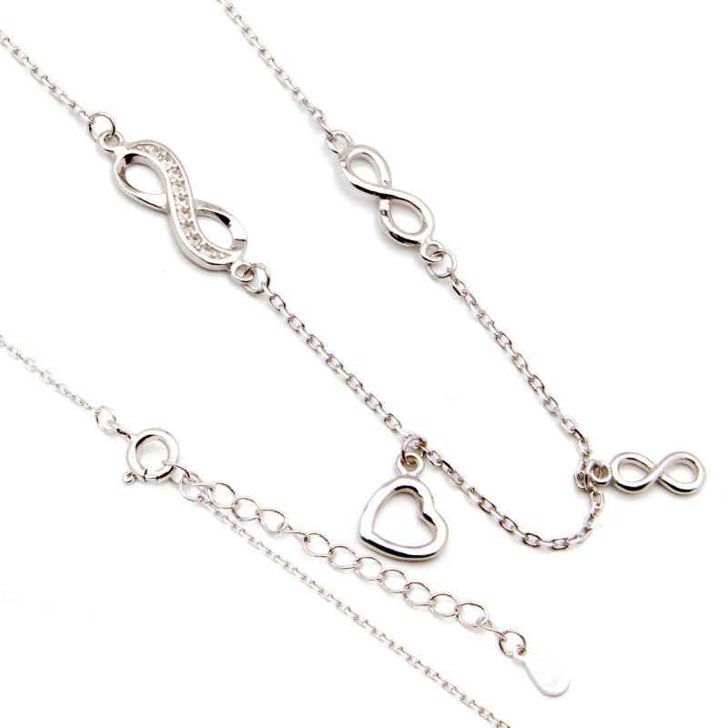 Srebrny naszyjnik serce nieskończoność