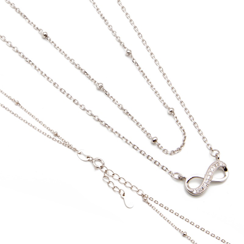 Srebrny naszyjnik podwójny nieskończoność