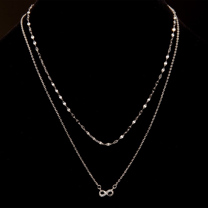 Srebrny naszyjnik podwójny nieskończoność