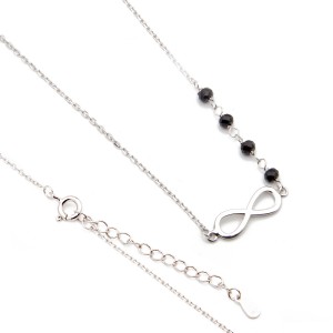 Srebrny naszyjnik klasyczna nieskończoność onyks