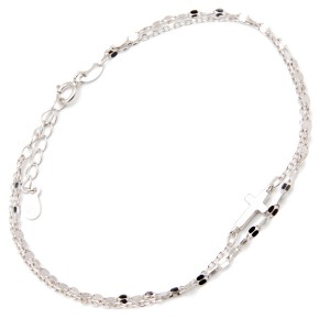 Srebrna bransoletka podwójna krzyżyk