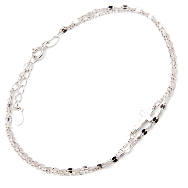 Srebrna bransoletka podwójna krzyżyk