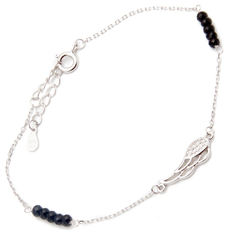 Srebrna bransoletka skrzydlata zawieszka