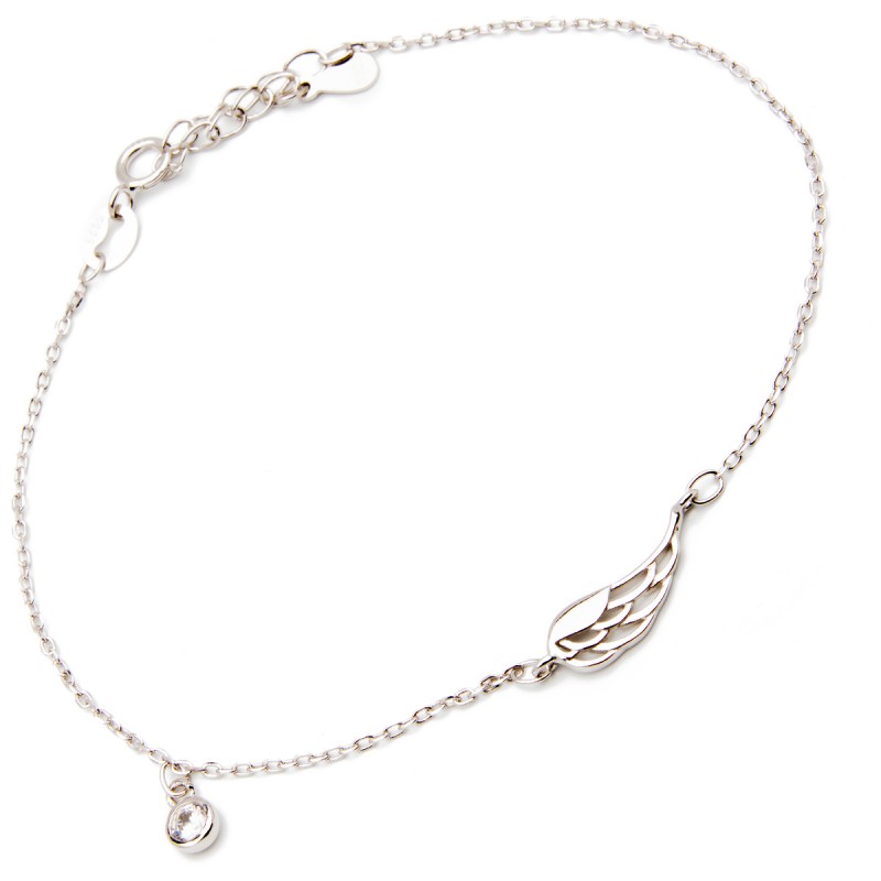 Srebrna bransoletka skrzydlata cyrkonia