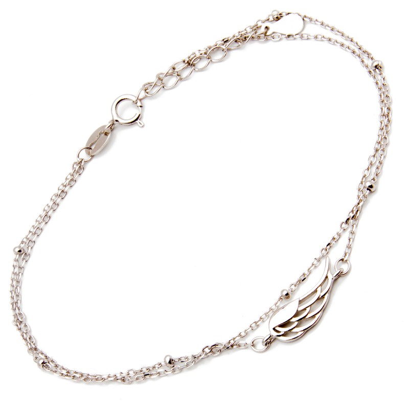 Srebrna bransoletka 925 podwójna skrzydło