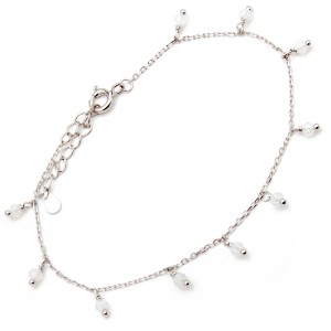 Srebrna bransoletka  925 białe koraliki