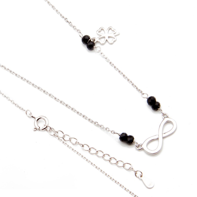 Srebrny naszyjnik koniczyna z nieskończonością