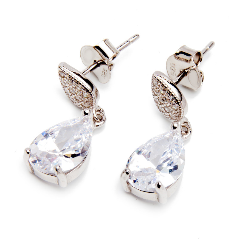 Komplet srebrny biała cyrkonia