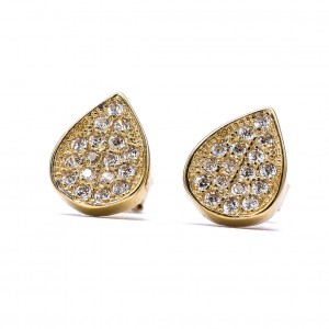 Złote kolczyki 585 łezka z cyrkoniami sztyft