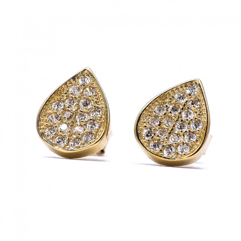 Złote kolczyki 585 łezka z cyrkoniami sztyft