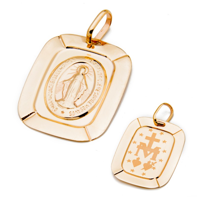 Złoty medalik 585 Matka Boska dwustronna I