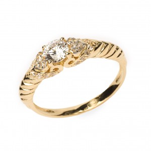 Złoty pierścionek 585 zaręczynowy miłosna klasyka