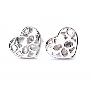 Srebrne kolczyki ażurowe serce