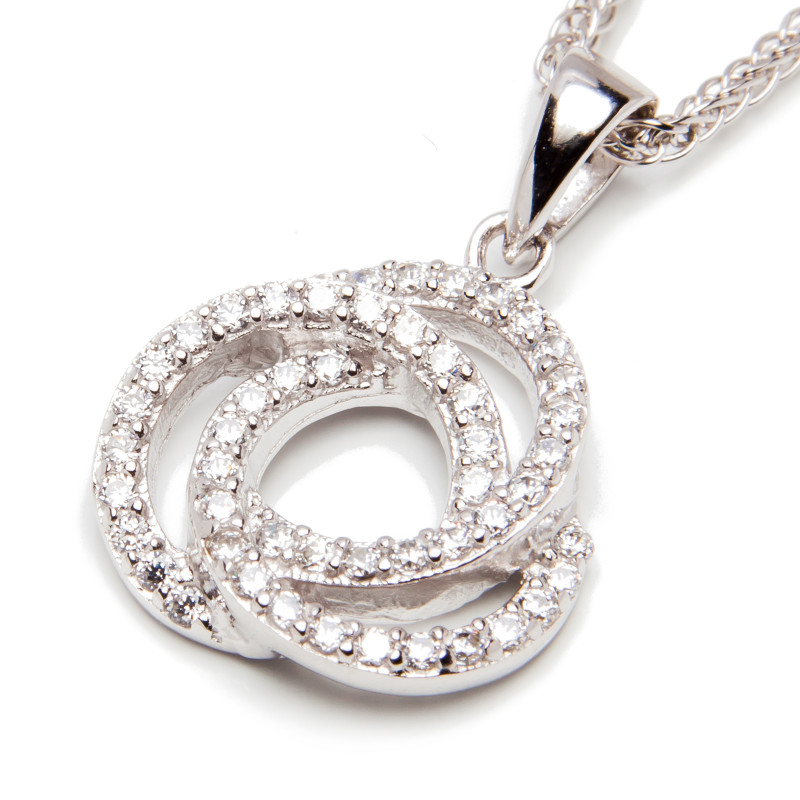 Srebrna zawieszka spleciona z cyrkoniami