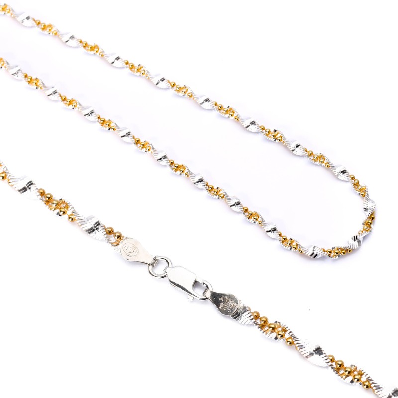 Srebrny naszyjnik pozłacany kulkowa spirala