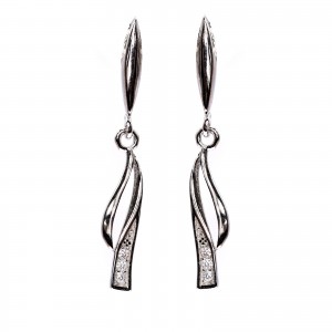 Srebrne kolczyki wstęga z cyrkoniami