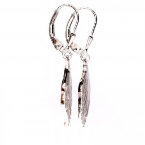 Srebrne kolczyki listek z cyrkoniami